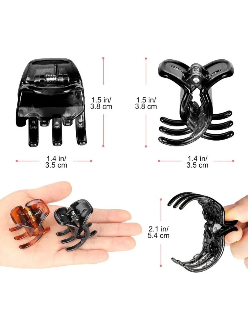 6 Pack Hair Claw Clips, 1.3 Inch Jaw Clips for Thick & Medium Hair, Durable